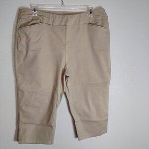 Croft and Barrow Stretch Capri Khaki Plus Size 18W Tan Cream Pockets Straight